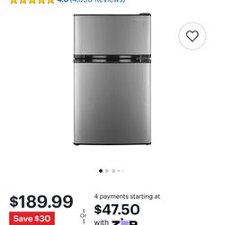Insignia™ - 3.0 Cu. Ft. Mini Fridge with Top Freezer and ENERGY STAR Certification - Stainless Steel