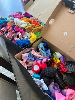 Assorted hair bows and scrunchies