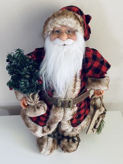  BRAND NEW 17” Country Rustic Santa Claus Figure / Papa Noel Rústico 17” – Holiday Decoration