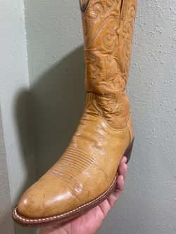 Lucchese 1883 Ostrich Leather Western Cowboy Boots handmade in USA Size 12 D