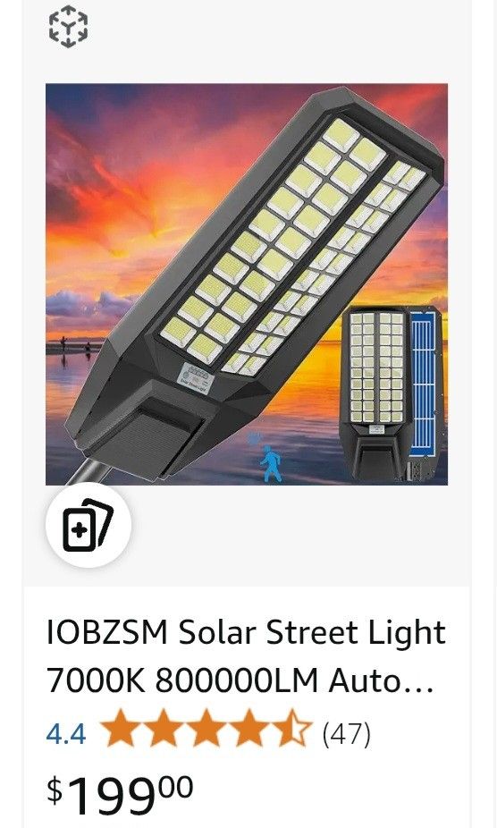 Solar Street Light 7000K 800000LM Auto On/Off Dusk to Dawn