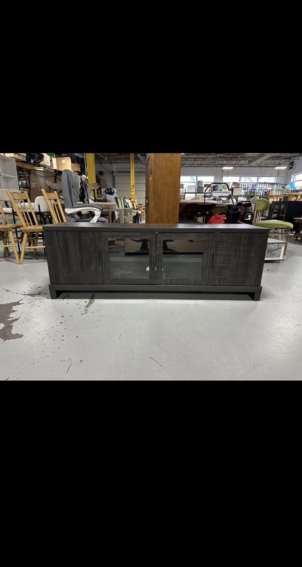 Storage TV Stand for TVs up to 75" Weathered Pine - Threshold™: Farmhouse Style Media Console with Adjustable Shelves