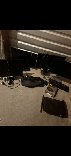 Computer Setup Bundle – Monitors, Keyboards, Headset, Printer