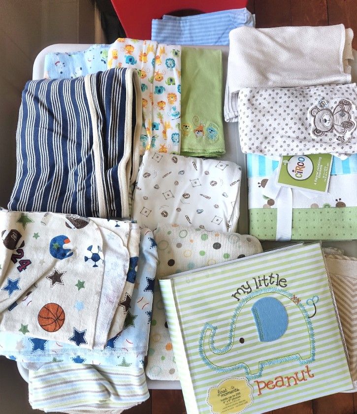 Baby Blankets, Burp Cloths, And Photo album