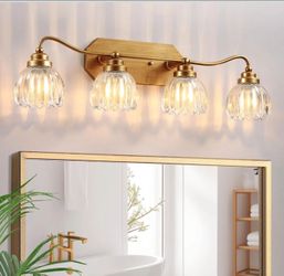 4-Light Gold Vanity Wall Light Fixture