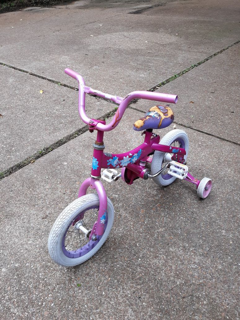 Little girls bike with training wheels