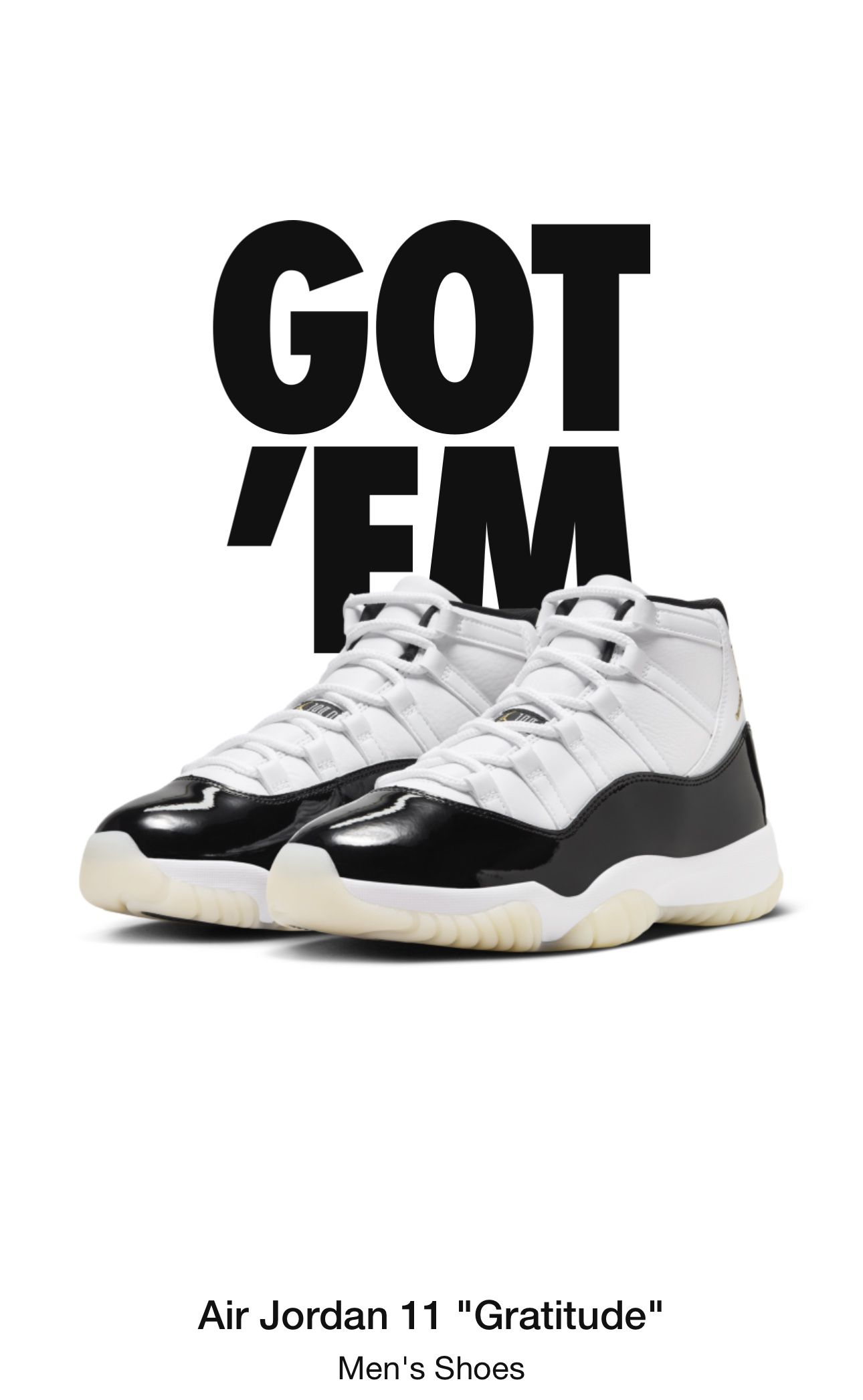 Jordan 11 DMP Gratitude Size 9.5