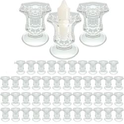 49 Pieces Glass Taper Candle Holders Bulk Clear Glass Taper Candlestick Holders For Wedding Table Centerpiece Party Decoration 2.2 Inch 
