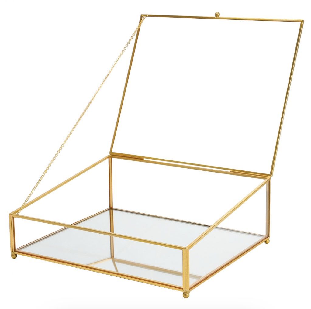 REDHUGO Large Glass Boxes For Display Handmade Mirrored Bottom, Glass Keepsake Box, Glass Trinket Box Glass Jewelry Box With Lid, Book Photo Box Glass