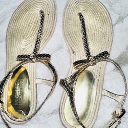 Gold Flat Sandals  Buckle 