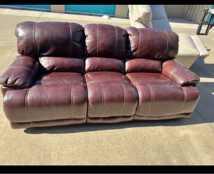 Dark brown leather recliner sofa