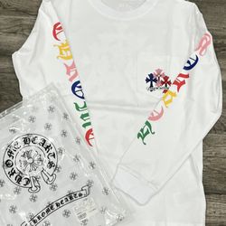 White Chrome Hearts, Long Sleeve With Rainbow Cross, And Stockx Receipt