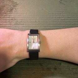 Kenneth Cole Square Face Watch with Black Leather Band