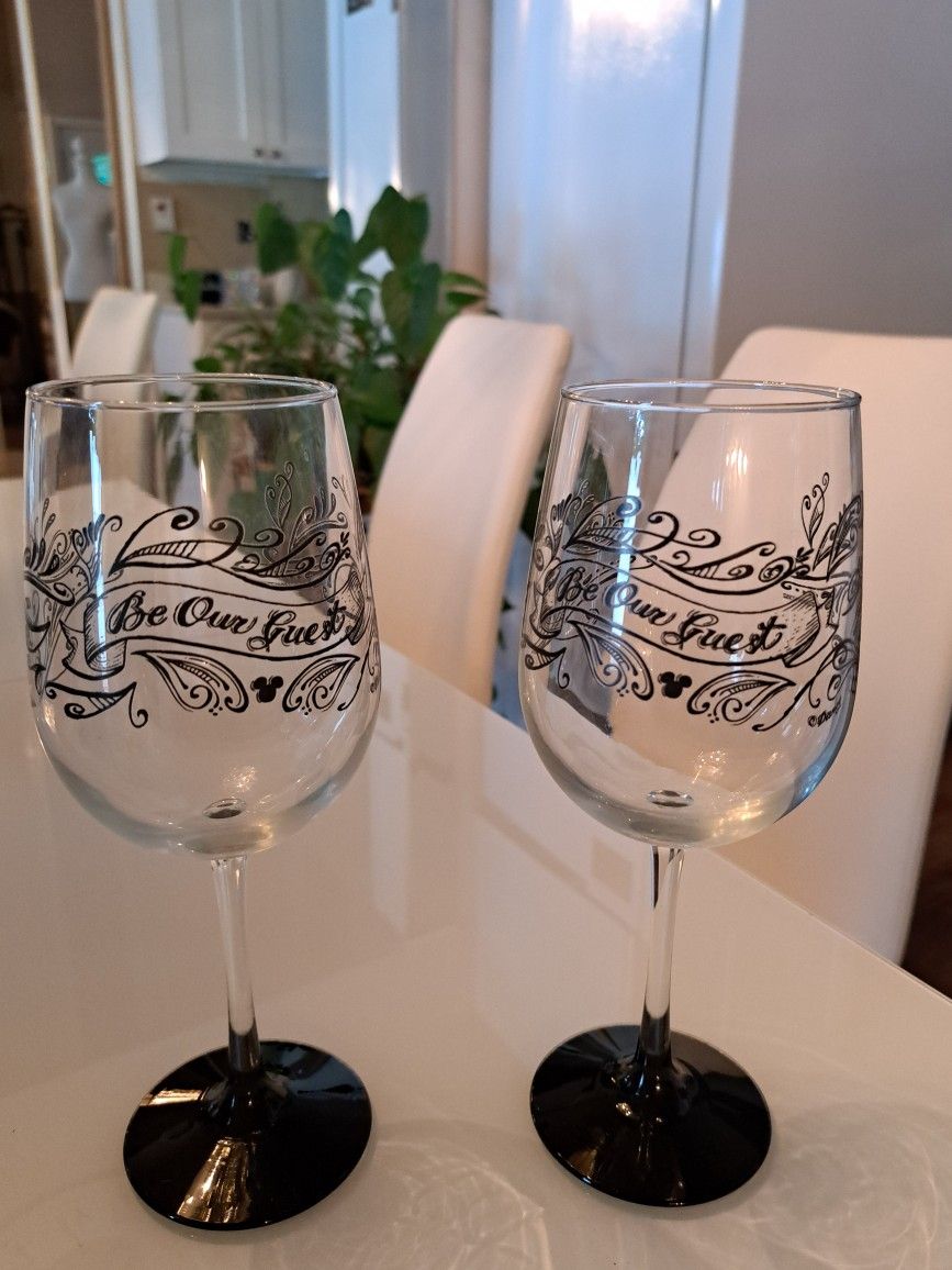 Disney Be My Guest Wine Glasses