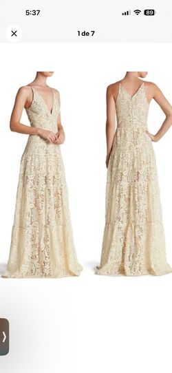 Dress The Population Melina Lace Maxi Dress Ivory Gold Sz  XL But Runs Small , like a medium, Perfect Condition.