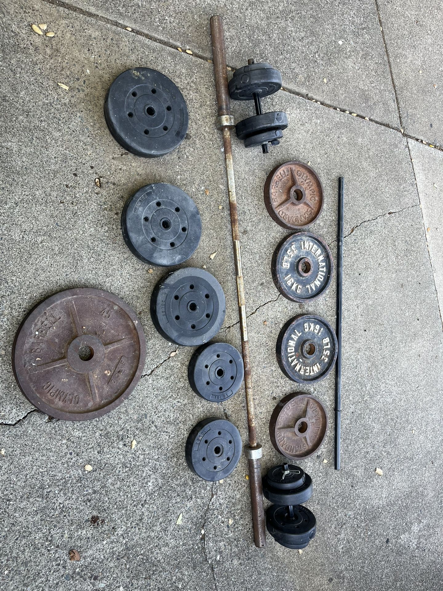 Weight Plate + Barbell + Dumbbell Set – Full Home Gym Setup