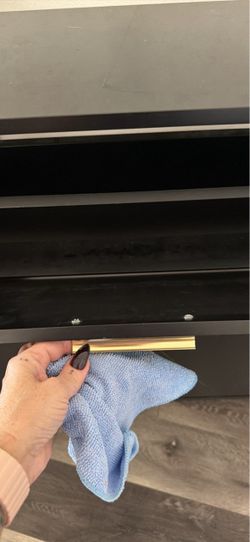 Black Shoe Cabinet with Gold Hardware
