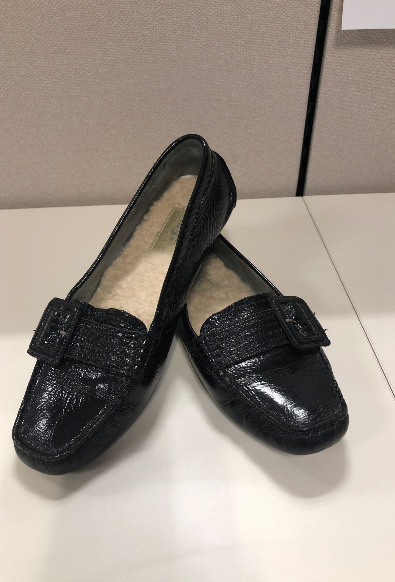Black Leather UGG Loafers with buckle size 7 1/2 women