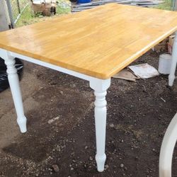 Oak And White Country Dining Table (No Chairs) Solid Oak/ Farmhouse/ Rustic /  Cottage/  Distressed/ 6 Chair Set Up/ Set