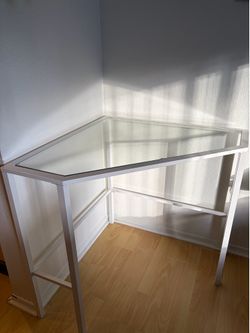 Modern White Glass Top vanity/desk