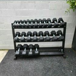 NEW Rubber Hex Dumbbells 5lb - 50lb Dumbbell Pairs Olympic Weights Home Gym Workout Equipment Fitness Weight Set 