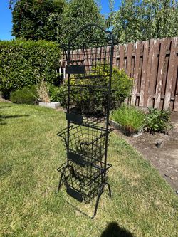 4-Tier Metal Wire Basket Organizer Stand – Black