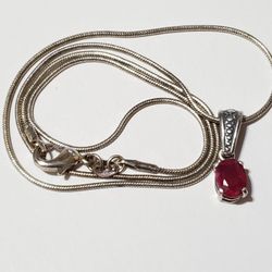Sterling Silver Pink Sapphire Pendant 