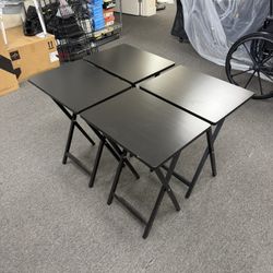 Amazon Basics Portable Foldable TV Tray Table with Storage Rack, Space-Saving Design, 15" x 19" x 26", Black, 4-Pack