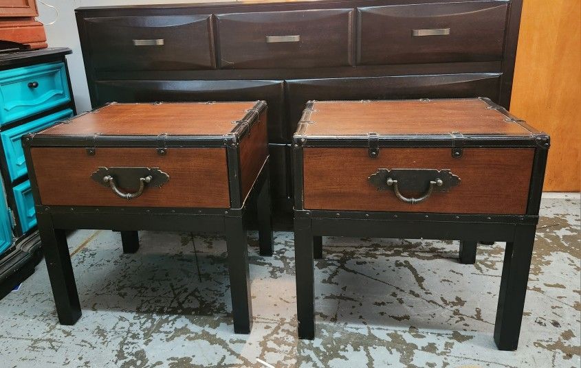 Unique Pair of Single Drawer Suitcase/Luggage/Chest Nightstands/Side Tables