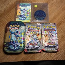 Prismatic Evolutions Pokémon Empty Tin & Contents