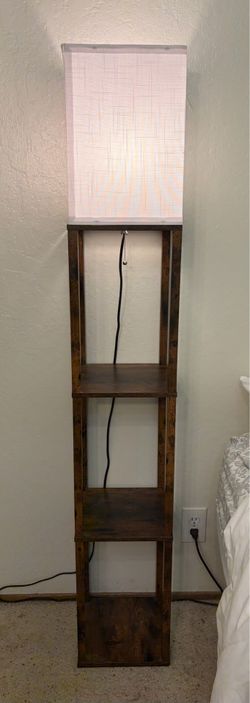 Brown Floor Lamp with Three Shelves in Excellent Condition
