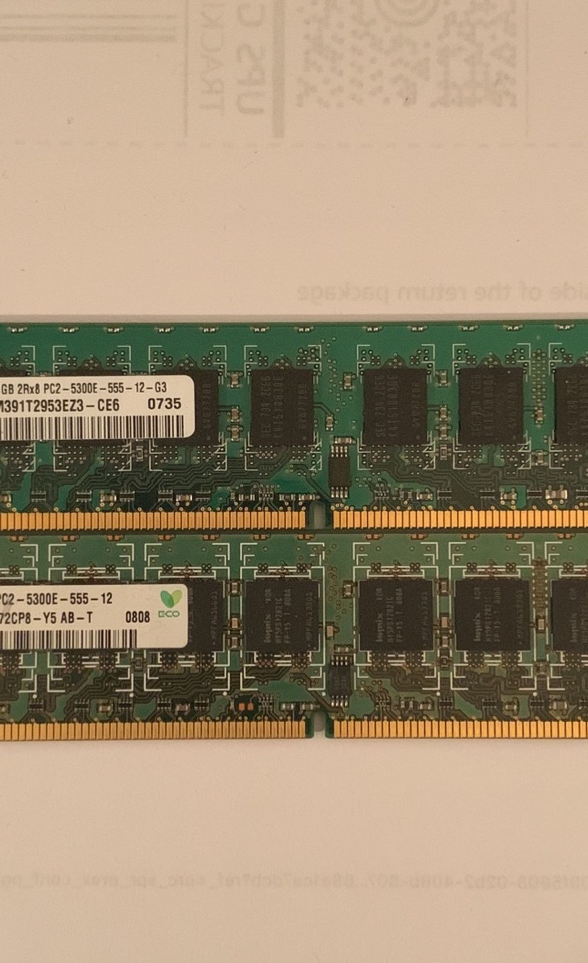 Samsung And Hynix 1gb PC2-5300e DDR2 Ram