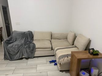 Beige Fabric Sectional Sofa with Chaise