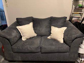 Blue Gray Suede LoveSeat Sofa