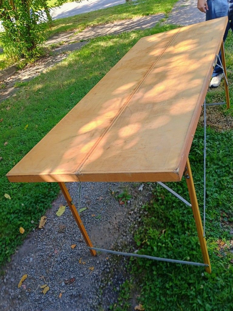 7 Foot Collapsible Wall Paper Table, Made Of A Heavy Hardwood