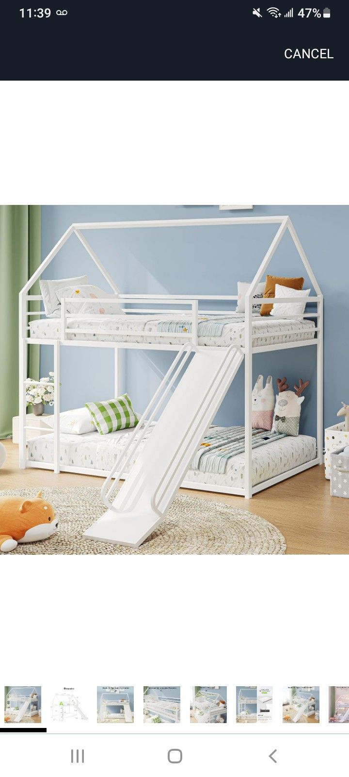 Twin-Over-Twin Low Bunk Bed with Convertible Slide