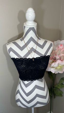 NWT! Wishlist Size Medium Large Black Floral Lace Strapless Bandeau Bra Top