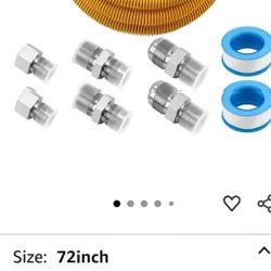 AMI PARTS 72" Flexible Gas Line Kit Yellow Coated, Gas Hose Connector Kit for Dryer, Stove, Water Heater,5/8" OD(1/2" ID) Stainless Steel Gas Line wit