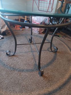 Round Glass Top Wrought Iron Dining Table