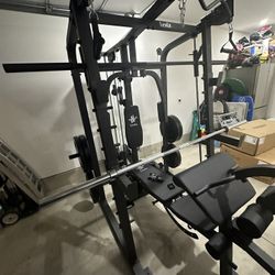 Vesta Fitness Smith Machine 2001 w/Bench Attachment | 230lb Bumpers Weights | 7ft Olympic Bar | Fitness | Gym Equipment | FREE DELIVERY 🚚 