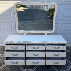 ✨ Vintage White Dresser + Mirror  + Night Stand  ✨
