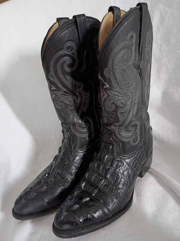 Cowboy Boots Imitation Alligator Design Real Leather Tres Garcia Mexico