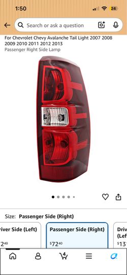 For Chevrolet Chevy Avalanche Tail Light 2007 2008 2009 2010 2011 2012 2013 Passenger Right Side Lamp