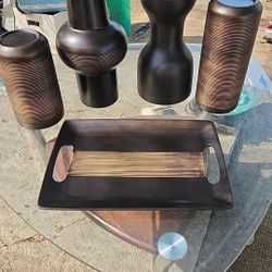 Candle Holders And 2 Vases