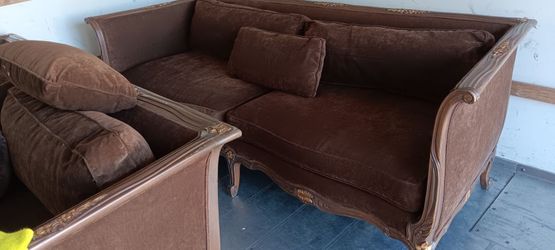 Brown velvet couch 7 foot Long