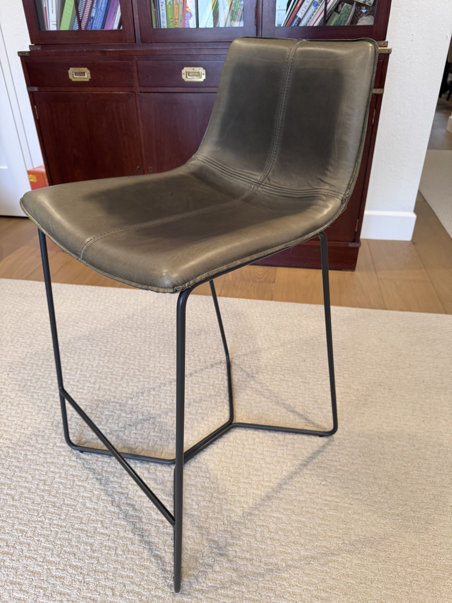 West Elm Slope Leather Counter Stools