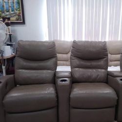 Leather couch, recliner