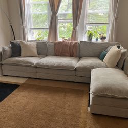 Light Grey Couch And Ottoman 