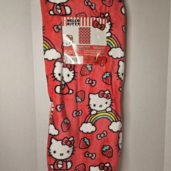 Hello Kitty Rainbows,Strawberries and Bows Plush Soft Throw Blanket 50"x70" NWT