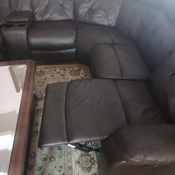 Sectional Brown Sofa And Loveseat With Recliners Tables Included